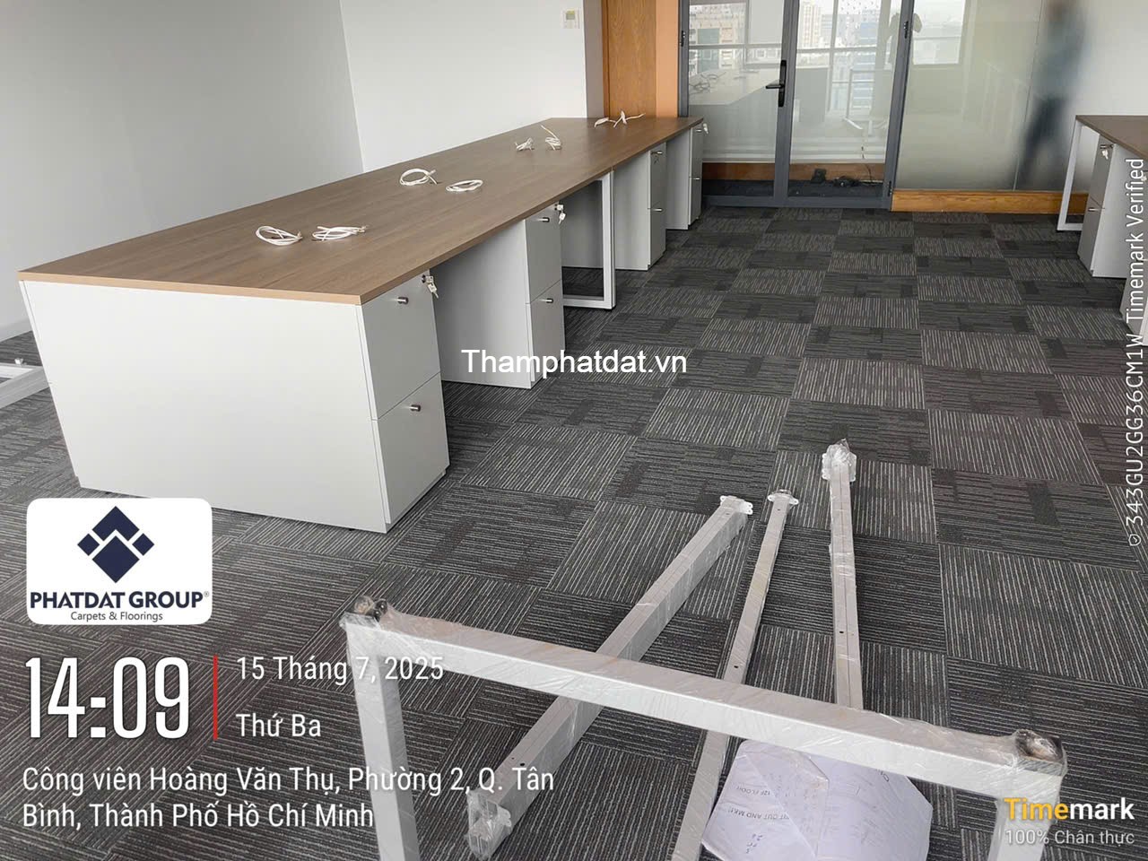 thảm sàn văn phòng ttc building ma03 grey lót caro